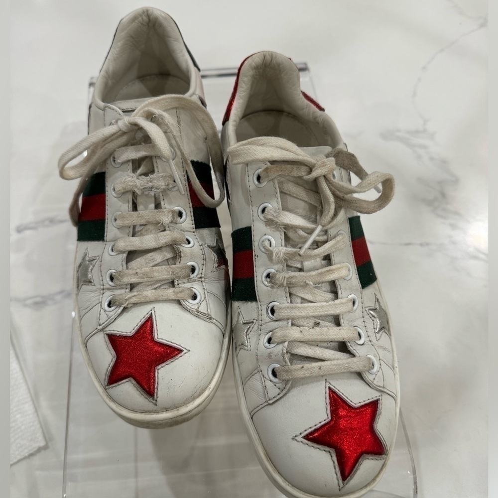 GUCCI ACE metallic star leather size IT 37.5 - Picture 2 of 13